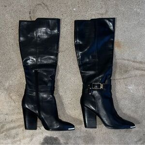 ALDO Black Leather Under the Knee-High Boots